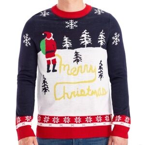 TIPSY ELVES MEN'S YELLOW SNOW LIGHT UP UGLY CHRISTMAS SWEATER